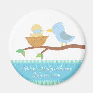 Baby Shower: Cute blue bird with just hatched baby Magnet