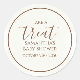 Baby Shower Cute Calligraphy Script Cream Treat  Classic Round Sticker