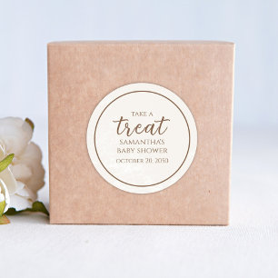 Baby Shower Cute Calligraphy Script Cream Treat  Classic Round Sticker