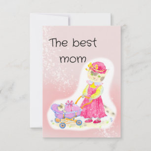 Baby shower, cute cat and baby thank you card