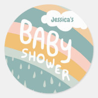 BABY SHOWER Cute Clouds Rainbow Rain Custom