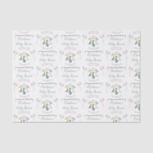 Baby Shower Cute Dinosaur Mum Name Blue Tissue Paper