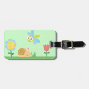 Baby Shower: Cute Dragonfly & Snail in a garden Luggage Tag