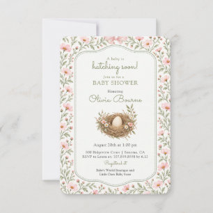 Baby Shower Cute Egg In Nest Hatching Soon Invitation