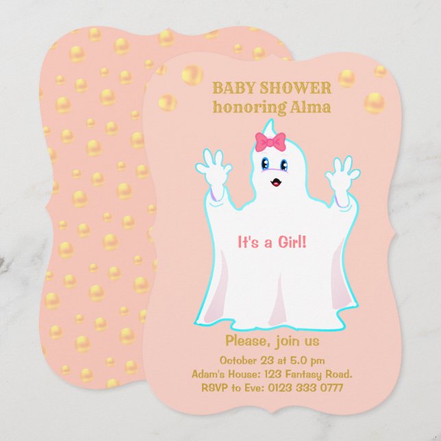 Baby Shower Cute Ghost Invitation (Front/Back)