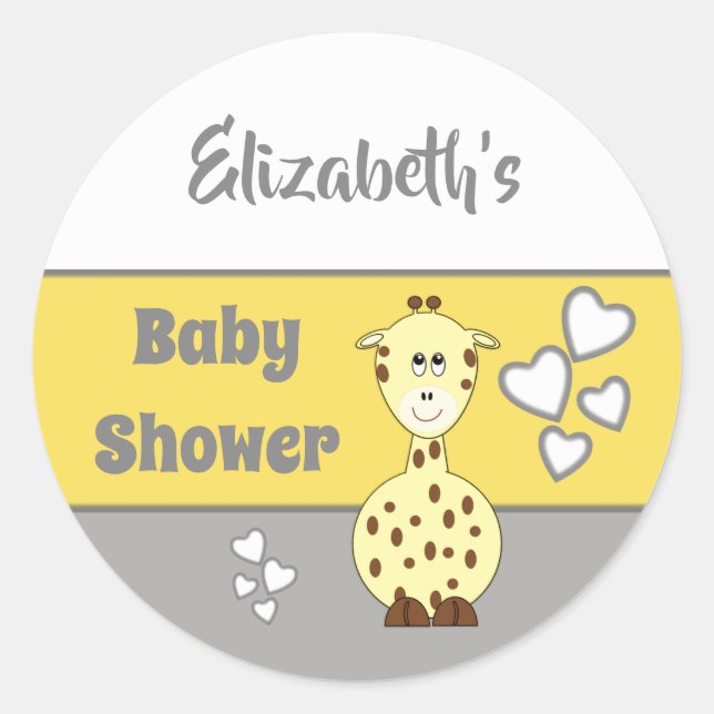 Baby Shower cute giraffe Party Favour Classic Round Sticker (Front)