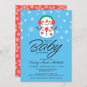 BABY SHOWER Cute Little Snowman Invitation