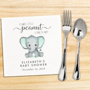 Baby Shower Cute Mint Green Elephant Napkin