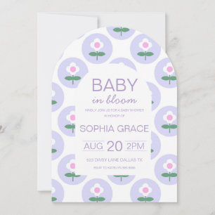 Baby Shower Cute Purple Pink Daisy Flower Invitation