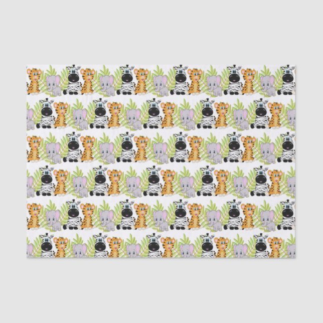 Baby Shower Cute Safari Jungle Animals Tissue Paper (Front)