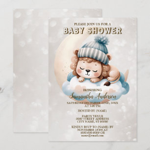 Baby Shower Cute Sleeping Baby Cub Animal Invitation