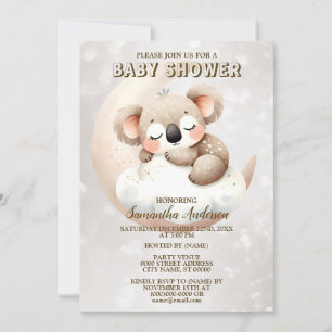 Baby Shower Cute Sleeping Baby Koala Animal Invitation