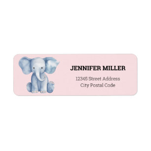 Baby Shower cute watercolor blue elephant