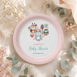 Baby Shower Cute Woodland Animals Paper Plate