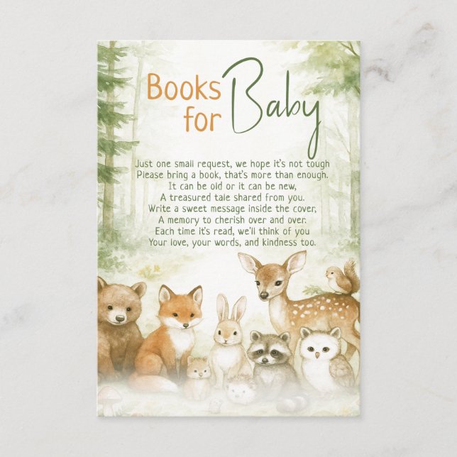 Baby Shower Cute Woodland Baby Animals Enclosure Card (Front)