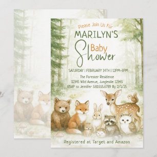 Baby Shower Cute Woodland Baby Animals Invitation