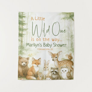 Baby Shower Cute Woodland Baby Animals Tapestry