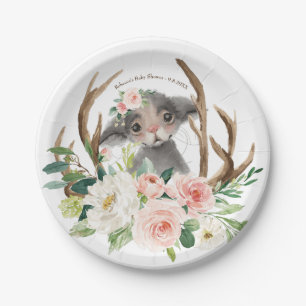 baby shower cute woodland doormouse paper plate