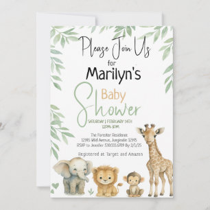 Baby Shower Cuter Baby Wild Animals Invitation