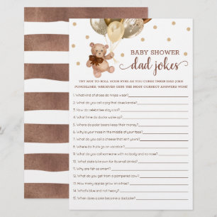 Baby Shower Dad Jokes Game Teddy Bear Brown