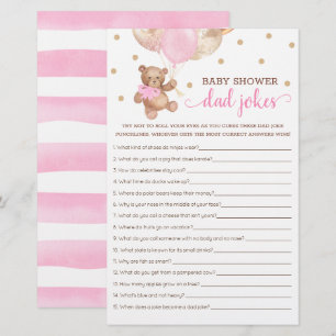 Baby Shower Dad Jokes Game Teddy Bear Pink