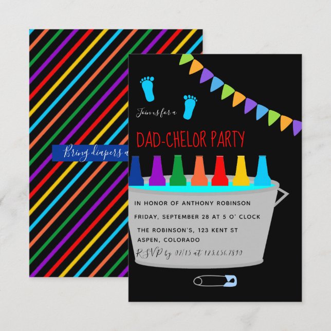 Baby Shower Dadchelor Beer Keg Party Invitation (Front/Back)