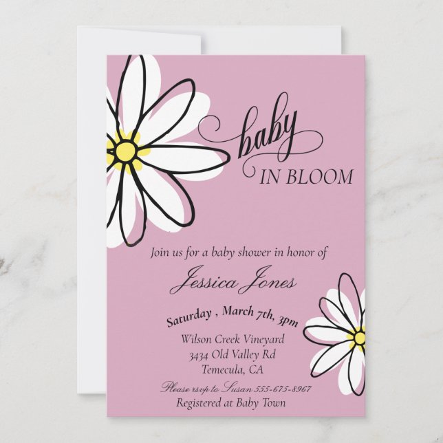 Baby Shower Daisy Doodle Baby in Bloom Invitation (Front)