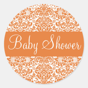 Baby Shower Damask Envelope Sticker Seal