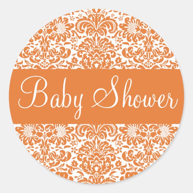 Baby Shower Damask Envelope Sticker Seal (Front)