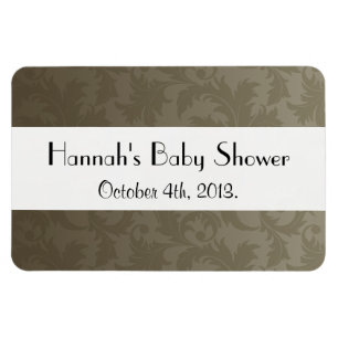 Baby Shower - Damask, Ornaments, Swirls - Brown Magnet