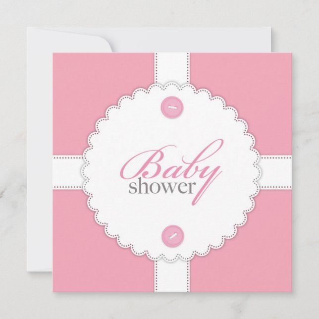 Baby Shower Dantel Girl Flat Invitation (Front)