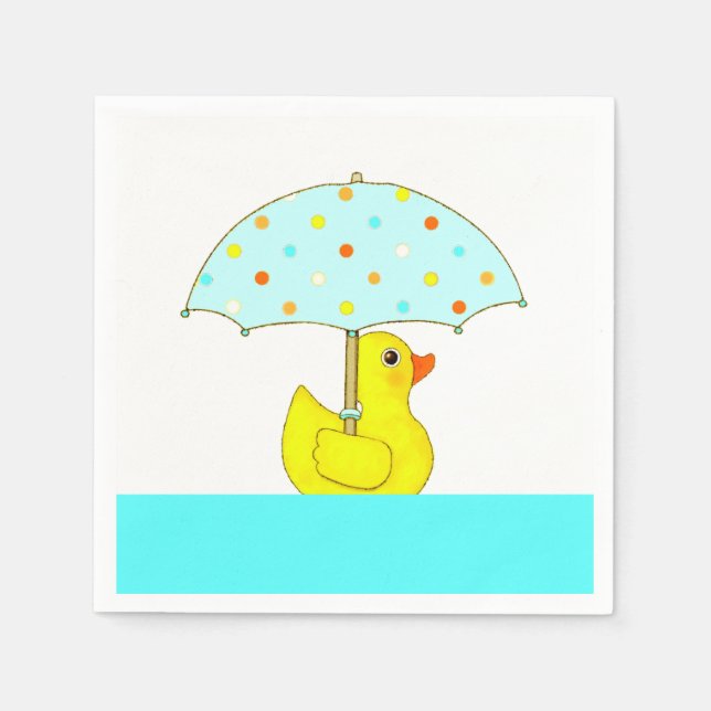 Baby Shower Darling Duck With Umbrella Napkin (Front)