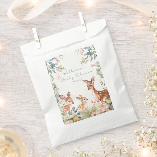 Baby Shower Deer Forest Flowers Favour Bags (Clipped)