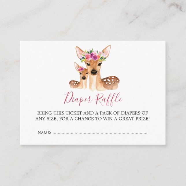 Baby Shower Deer Mum And Baby Diaper Raffle Enclosure Card (Front)