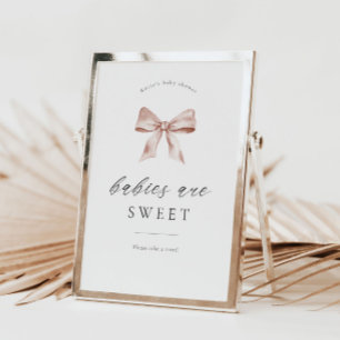 Baby shower dessert table sign with bow design