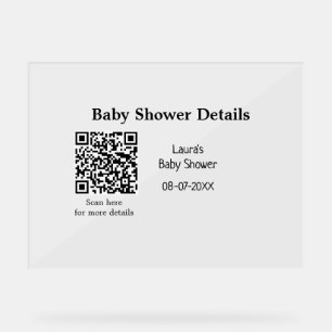 BABY SHOWER DETAILS QR SCAN CODE MINIMAL MODERN RU ACRYLIC SIGN