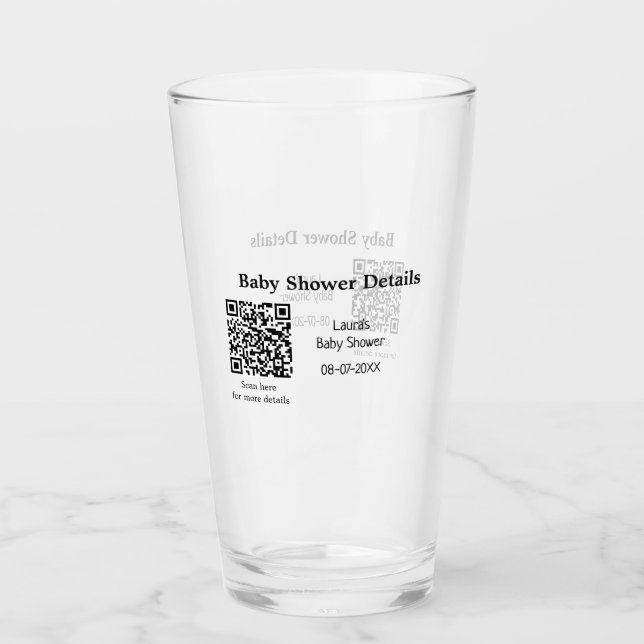 BABY SHOWER DETAILS QR SCAN CODE MINIMAL MODERN RU GLASS (Front)
