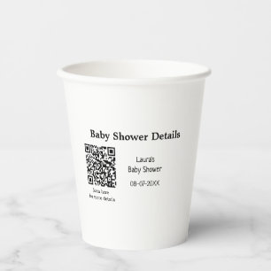 BABY SHOWER DETAILS QR SCAN CODE MINIMAL MODERN RU PAPER CUPS