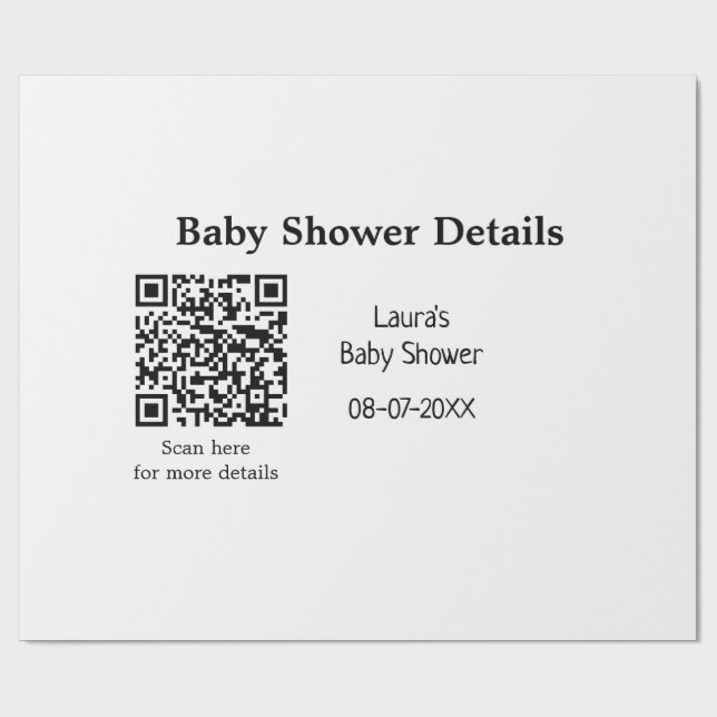BABY SHOWER DETAILS QR SCAN CODE MINIMAL MODERN RU WRAPPING PAPER (Flat)