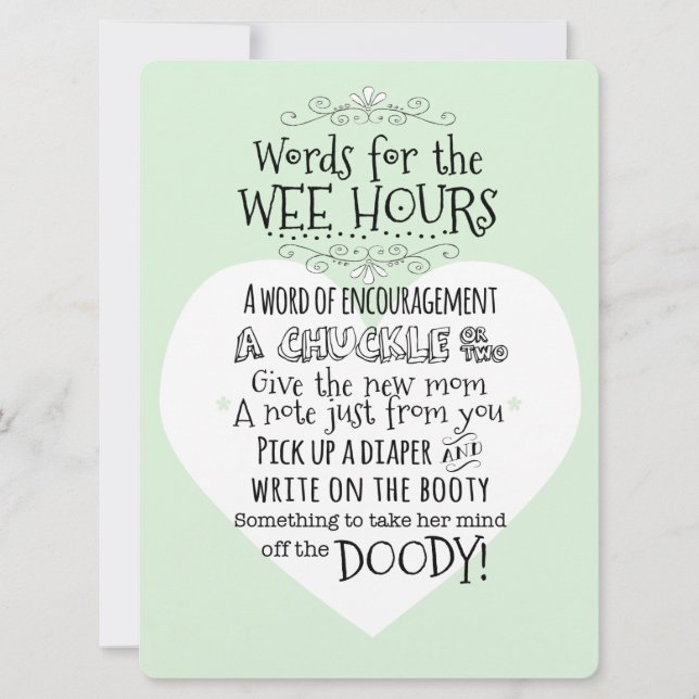 Baby Shower Diaper Activity Card Sign (Front)