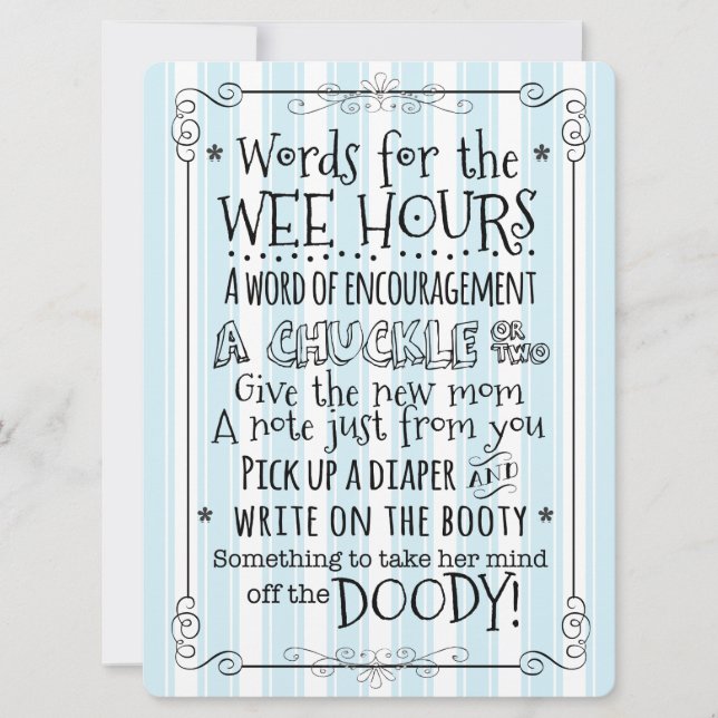 Baby Shower Diaper Activity Card Sign (Front)