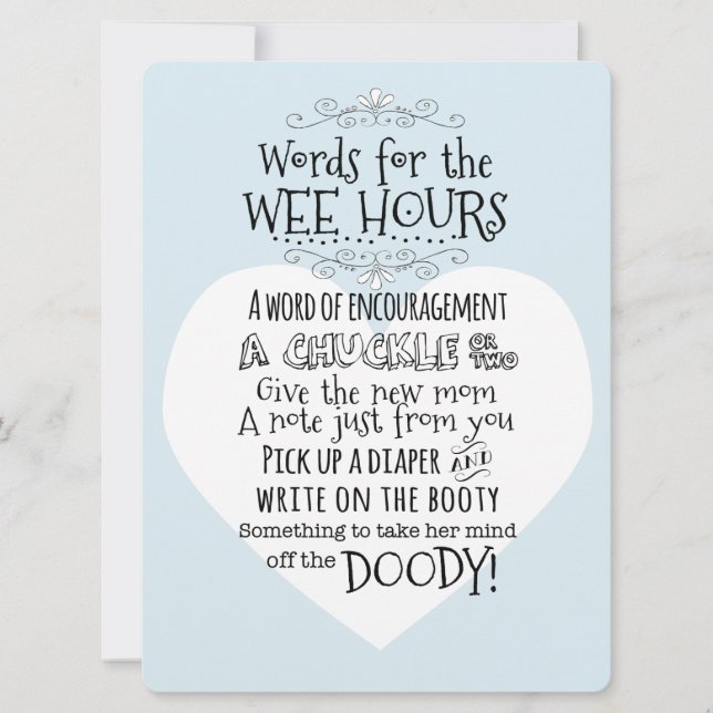 Baby Shower Diaper Activity Card Sign (Front)