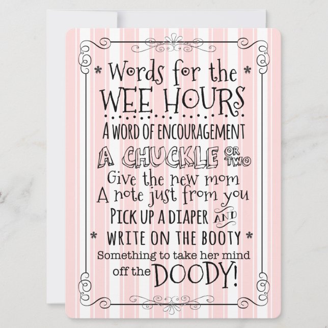 Baby Shower Diaper Activity Card Sign (Front)