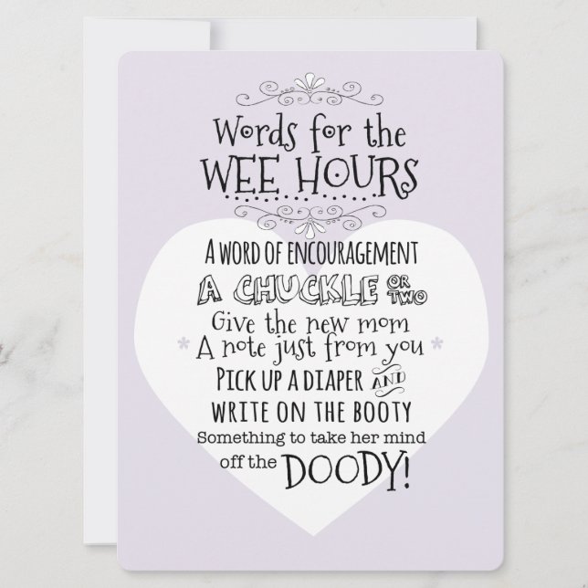 Baby Shower Diaper Activity Card Sign (Front)