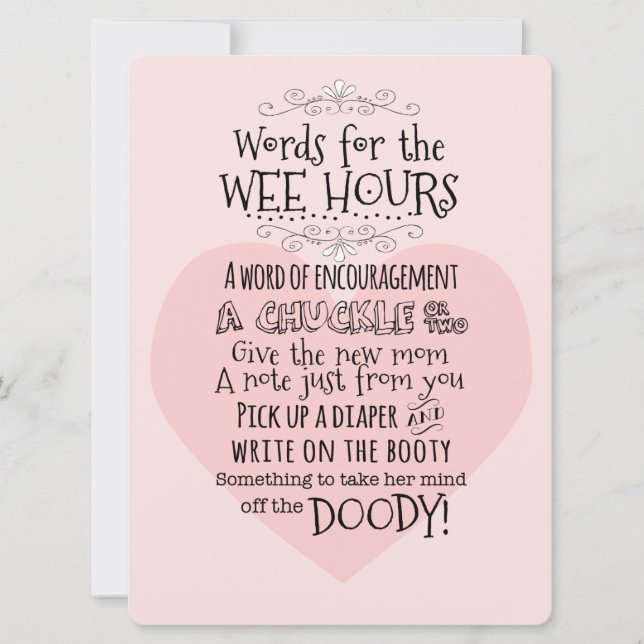 Baby Shower Diaper Activity Card Sign (Front)