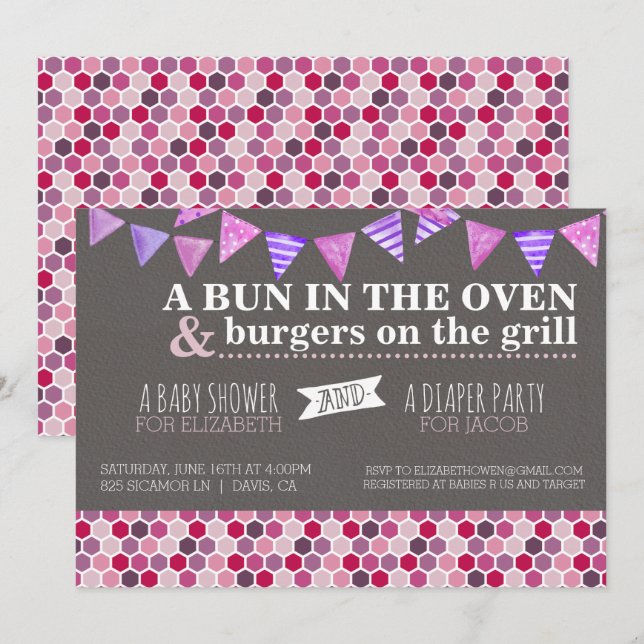 Baby Shower/Diaper Party Invitation (Front/Back)