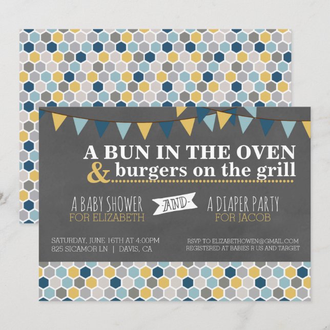 Baby Shower/Diaper Party Invitation (Front/Back)