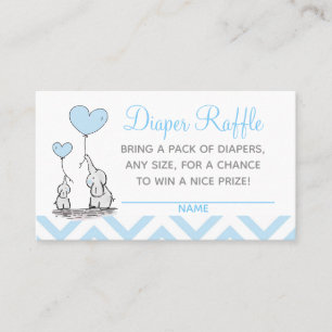 Baby Shower Diaper Raffle Baby Blue Elephants Call Calling Card