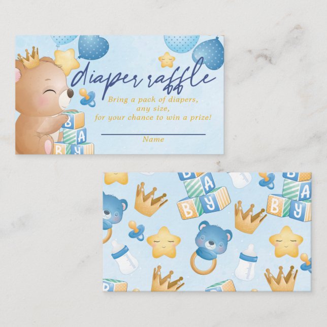 Baby Shower Diaper raffle Baby Boy Enclosure Card (Front/Back)