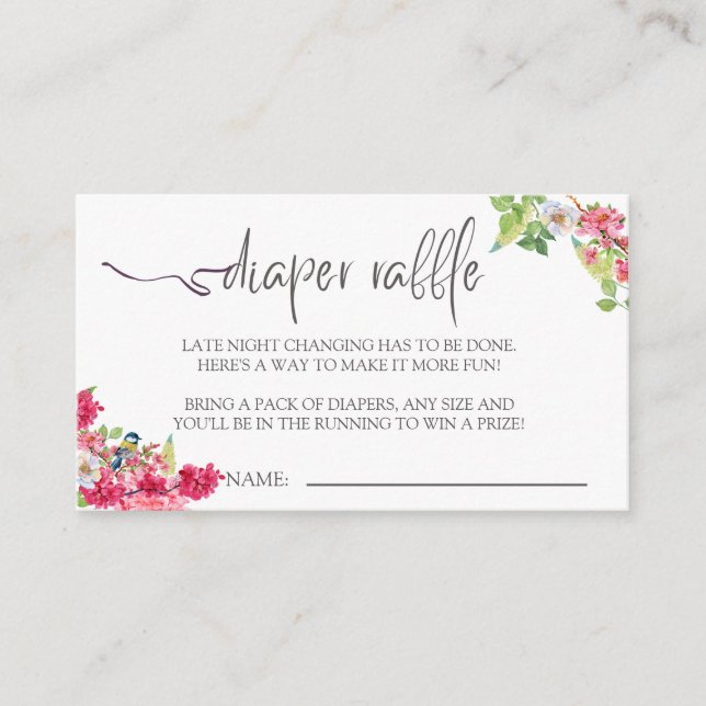 Baby Shower Diaper Raffle Baby In Bloom Summer Enclosure Card (Front)